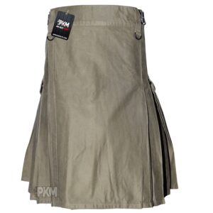 Stylish Olive Green Men Utility Kilt