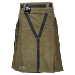 olive green hybrid utility kilt