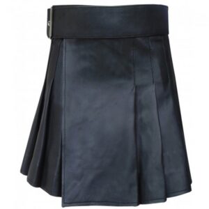 black leather utility kilt