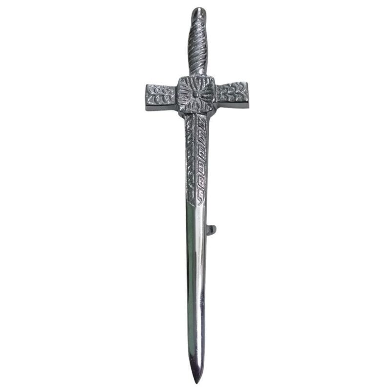 celtic sword board chrome kilt pin