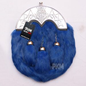 scottish blue color rabbit fur sporran