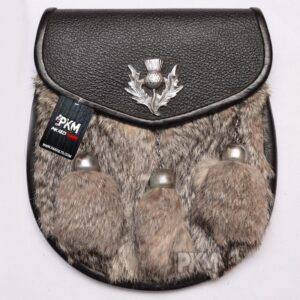 gray rabbit fur leather sporran