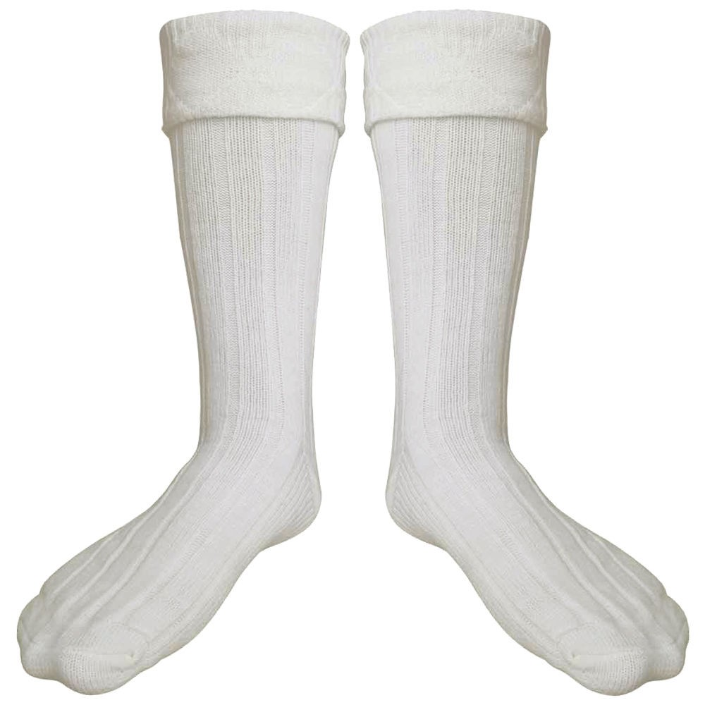 Scottish Irish Off White Kilt Hose Socks Men - PAK KILTS MAKER