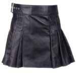 black leather plaited scottish mini kilt