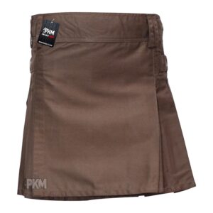 women's utility kilt chocolate brown color extra small back pocket