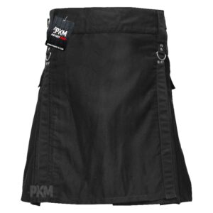 women 3 straps black utility kilt