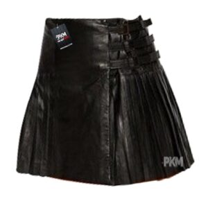 women mini leather kilt skirt