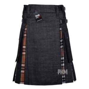 black denim hybrid utility kilt