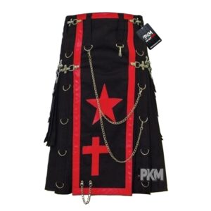 black and red flag canvas hybrid utility kilt