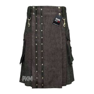 denim modern utility kilt