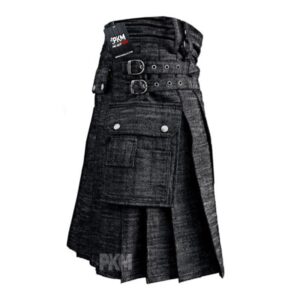 black denim kilt