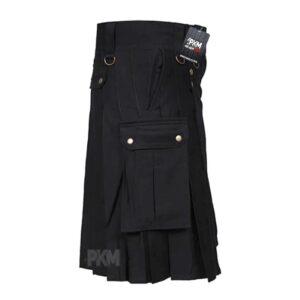 new men's black utility kilt