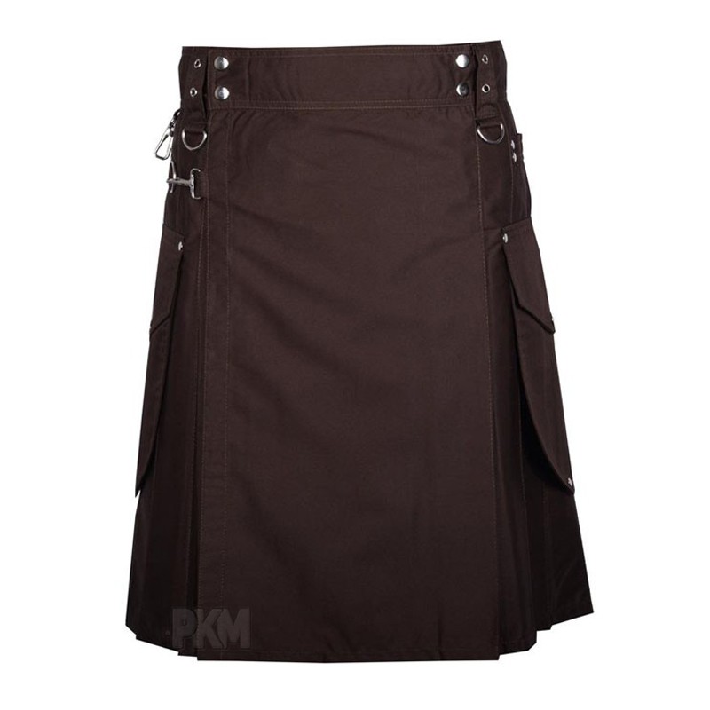 Men Dark Brown Utility Kilt