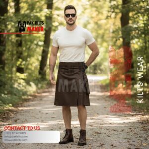 Scottish Brown Utility Kilt For Men