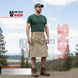 Heavy Duty Khaki Men Utility Kilt