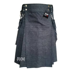 blue denim utility kilt