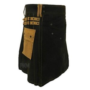 Men Black Utility Kilt