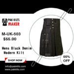 black denim modern kilt