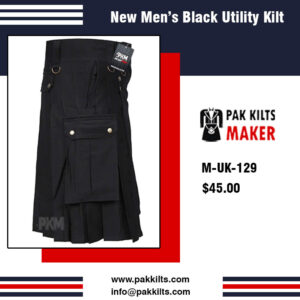 new men’s black utility kilt
