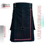 Gothic Solid Black Utility Kilt