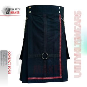 Gothic Solid Black Utility Kilt