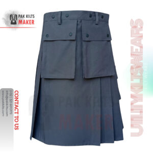 Grey Cotton Utility Kilt