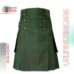 Olive Green Gothic Utility Kilt