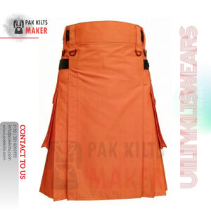 Orange Cotton Utility Kilt