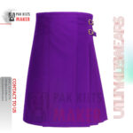 Solid Purple Cotton Utility Kilt
