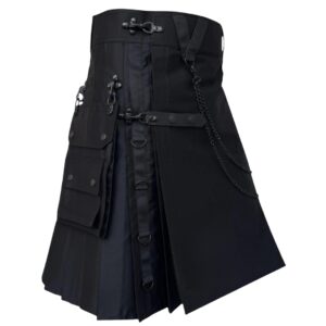 Black Gothic Utility Kilt for Men
