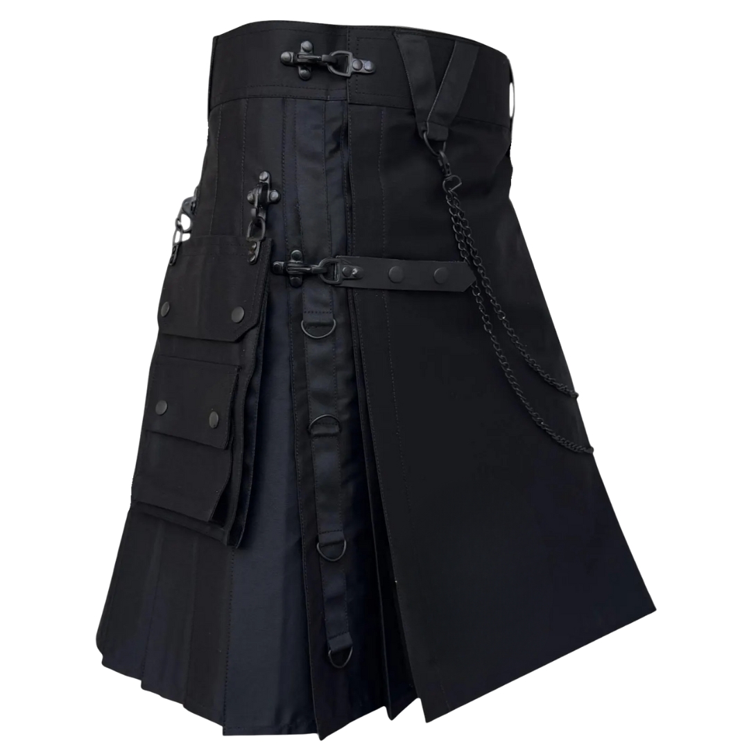 Black Gothic Utility Kilt for Men Black Gothic Utility Kilt for Men
