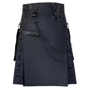 Black Gothic Utility Kilt for Men