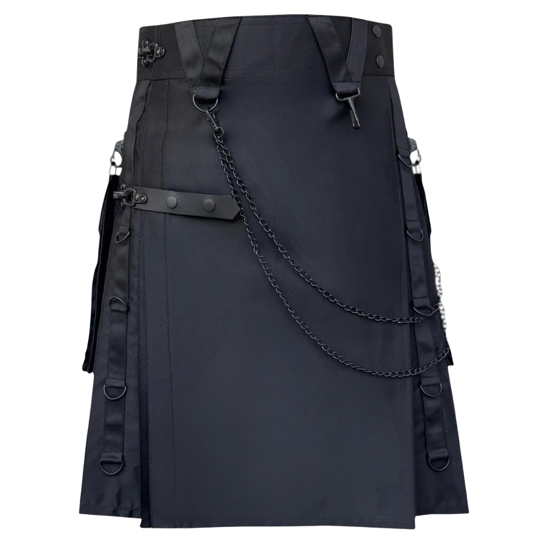 Black Gothic Utility Kilt for Men Black Gothic Utility Kilt for Men