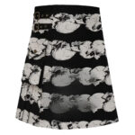 Black Skull Printed Utility Kilt
