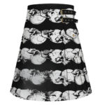 Black Skull Printed Utility Kilt