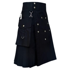 Black Utility Kilt with Detachable Cargo Pockets