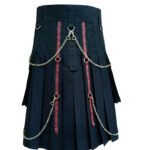 Gothic Solid Black Utility Kilt