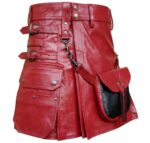 Soft Burgundy Leather Kilt Skirt