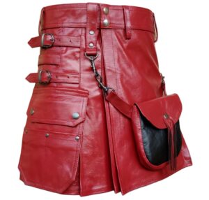 Soft Burgundy Leather Kilt Skirt