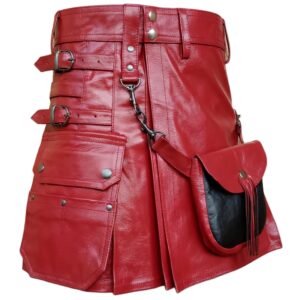 Soft Burgundy Leather Kilt Skirt
