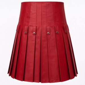 Women's Red Leather Unisex Kilt