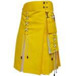 Yellow & White Hybrid Utility Kilt for Men