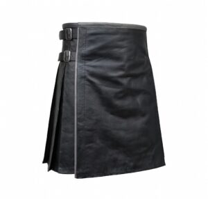 Black & Grey Hybrid Leather Kilt for Men