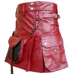 Soft Burgundy Leather Kilt Skirt
