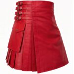 Women's Red Leather Unisex Kilt
