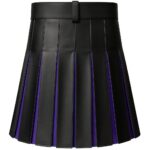 Black & Purple Leather Utility Kilt for Men