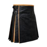Black & Khaki Hybrid Leather Utility Kilt for Men
