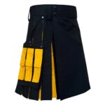 Black & Yellow Hybrid Utility Kilt for Men