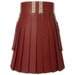 Maroon & Beige Leather Utility Kilt