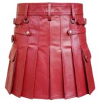 Soft Burgundy Leather Kilt Skirt